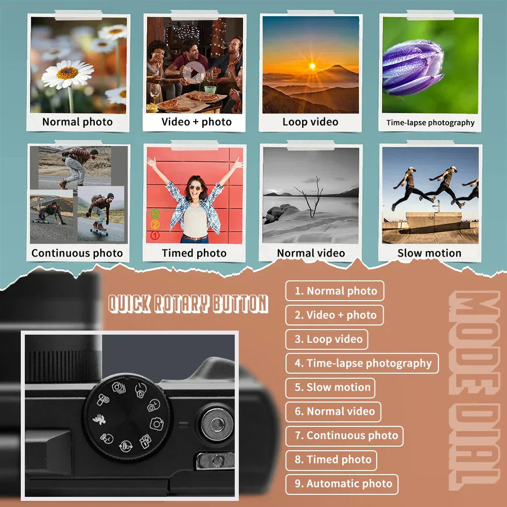 4K Digital Camera for Photography 64MP Vlogging Black