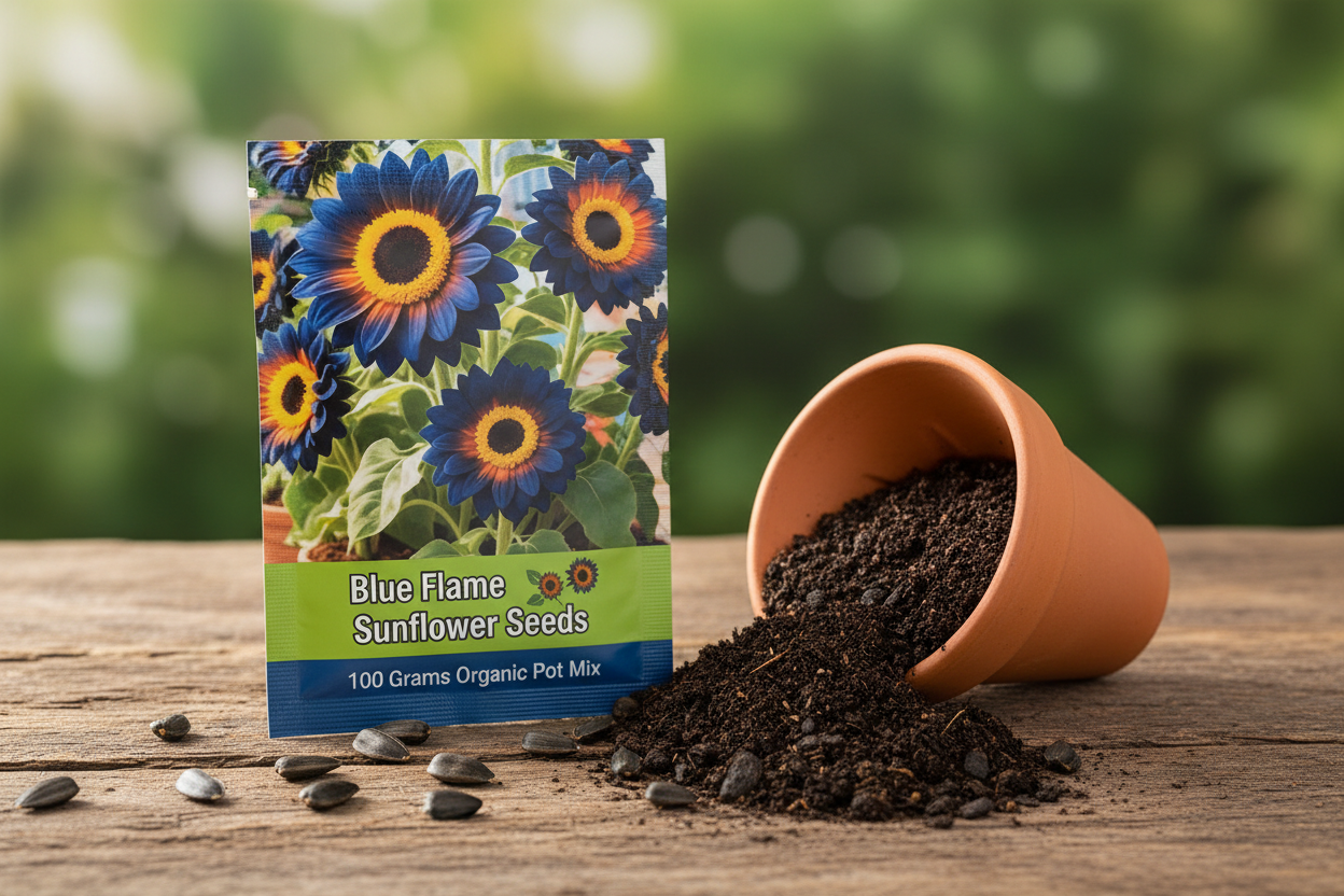 Blue Flame Sunflower Seeds + 100 Grams Organic Pot Mix Free