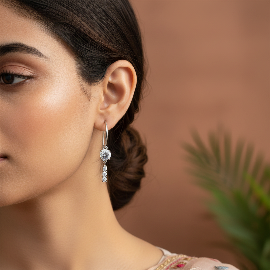Zircon Delicate Hooks - On Ear